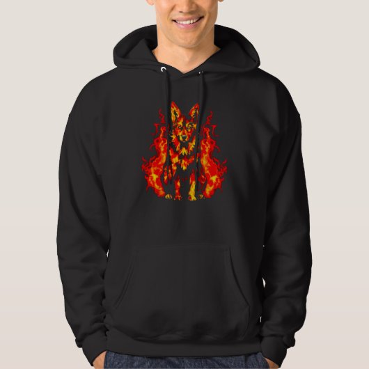 Kunst Duitse Herdershond Vuur Hoodie (Voorkant)