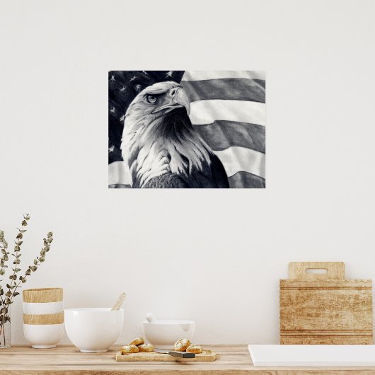 Kunst Eagle & Flag Poster (Keuken)