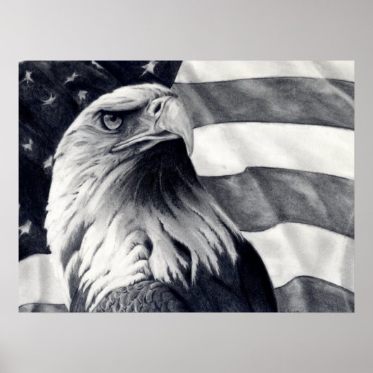 Kunst Eagle & Flag Poster (Voorkant)