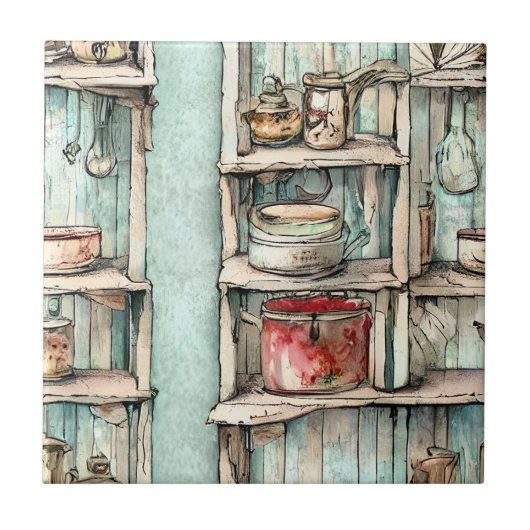 Kunst echte hand getrokken keuken backsplash Rusti Tegeltje (Voorkant)