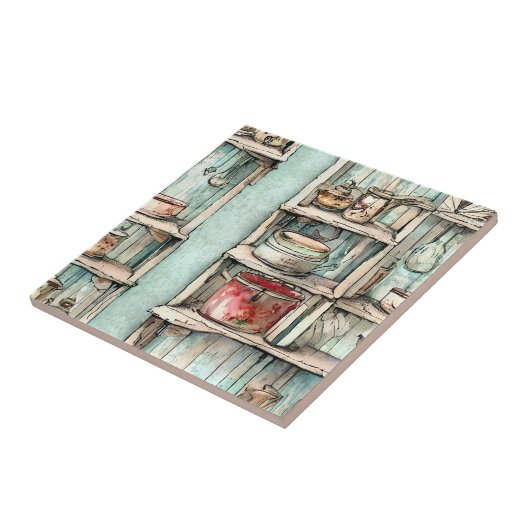 Kunst echte hand getrokken keuken backsplash Rusti Tegeltje (Zijkant)