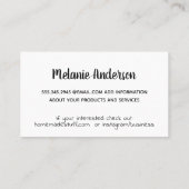 Kunst en ambacht | Plaid en Hout Visitekaartje (Achterkant)