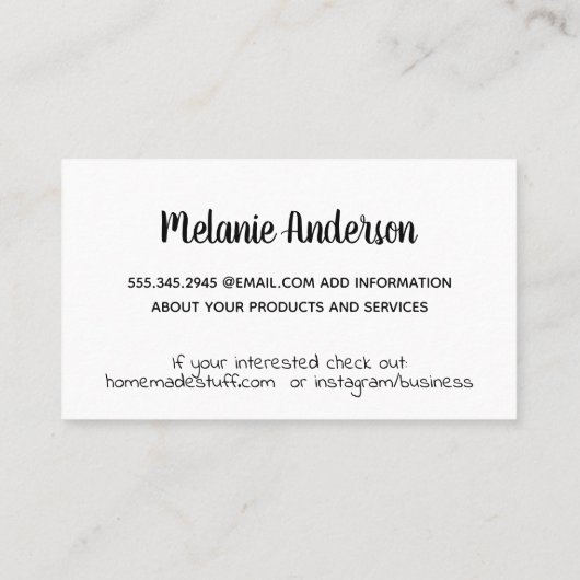 Kunst en ambacht | Plaid en Hout Visitekaartje (Achterkant)