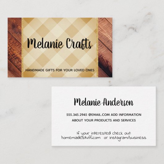 Kunst en ambacht | Plaid en Hout Visitekaartje (Voorkant / Achterkant)