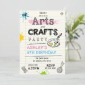 Kunst en ambacht verjaardagsfeestje uitnodiging (Staand voorkant)