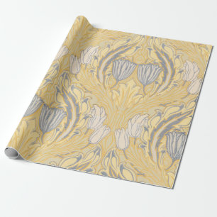 Kunst en Ambacht Walter Crane Blauwe Witte Tulpen Cadeaupapier