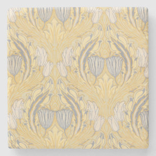Kunst en Ambacht Walter Crane Blauwe Witte Tulpen Stenen Onderzetter