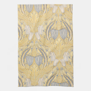 Kunst en Ambacht Walter Crane Blauwe Witte Tulpen Theedoek