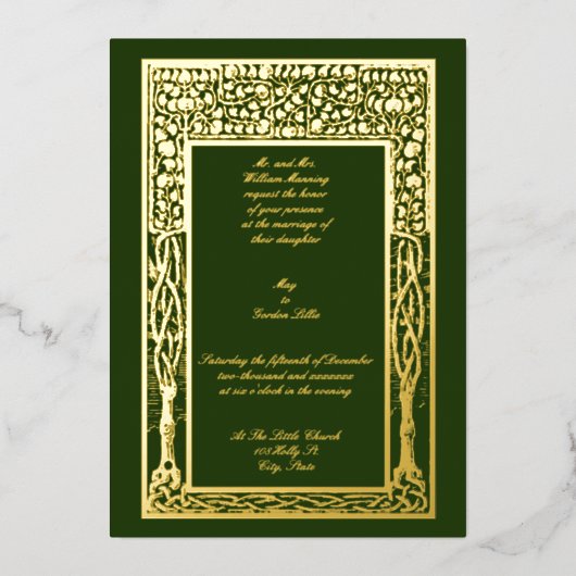  kunst en ambachtelijke fruitboomgrens folie uitnodiging (Voorkant)