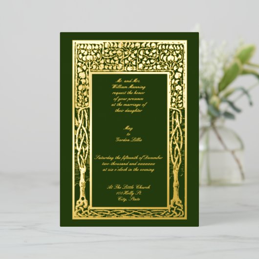  kunst en ambachtelijke fruitboomgrens folie uitnodiging (Staand Voorkant)