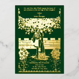  kunst en ambachtelijke middeleeuwse bruiloft folie uitnodiging