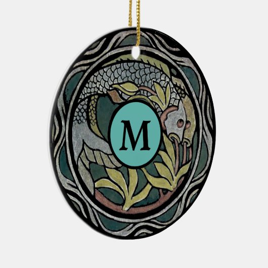  kunst en ambachtelijke stijl Koi sjabloon Keramisch Ornament (Rechts)