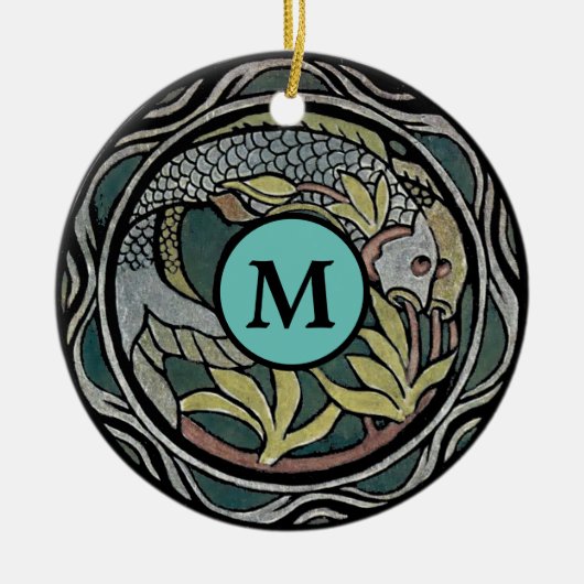 kunst en ambachtelijke stijl Koi sjabloon Keramisch Ornament (Voorkant)