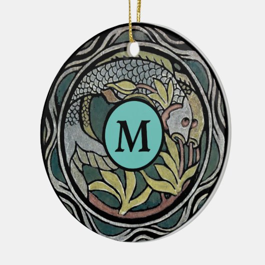  kunst en ambachtelijke stijl Koi sjabloon Keramisch Ornament (Links)