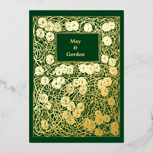  kunst- en ambachtelijke stijlmakreel - Rozen Folie Uitnodiging (Voorkant)