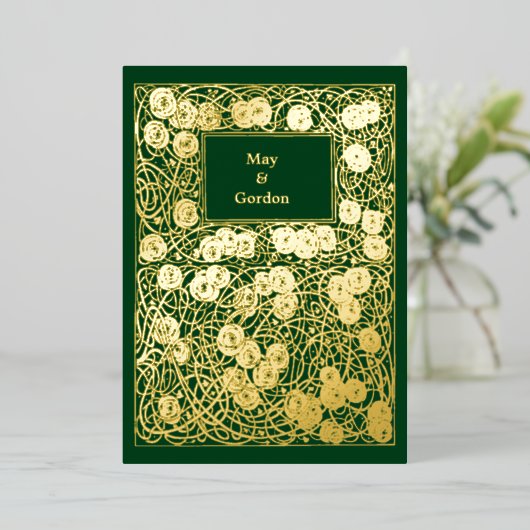  kunst- en ambachtelijke stijlmakreel - Rozen Folie Uitnodiging (Staand Voorkant)