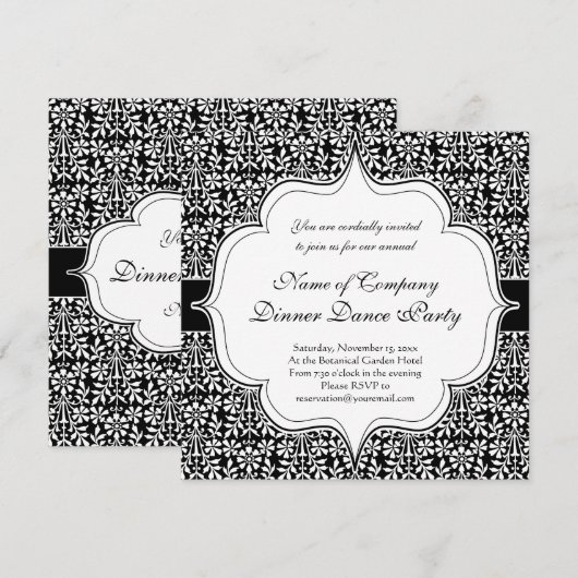 Kunst en ambachten Elegant Black en White Floral Kaart (Voorkant / Achterkant)