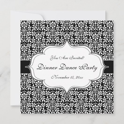 Kunst en ambachten Elegant Black en White Floral Kaart (Achterkant)