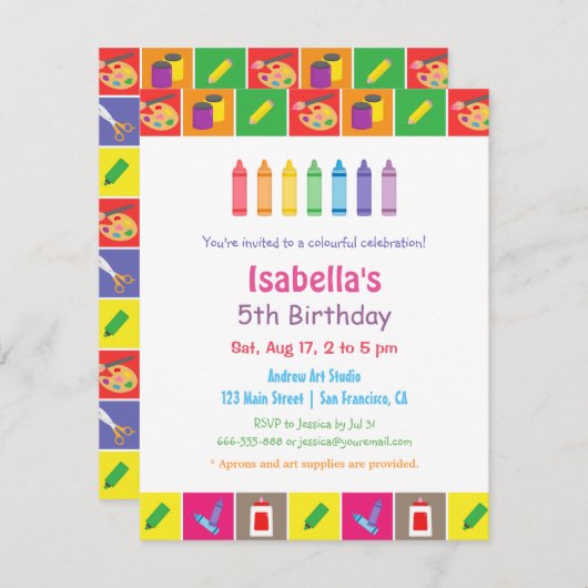 Kunst en ambachten met als gevolg levende kinderen kaart (Voorkant / Achterkant)