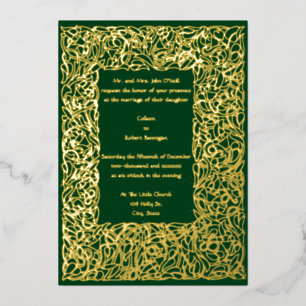 Kunst en ambachten Roycroft 1904 Floral Border Wed Folie Uitnodiging