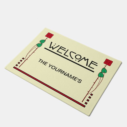 Kunst en ambachten stijl gepersonaliseerd welkom deurmat (Schuin)