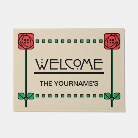 Kunst en ambachten stijl gepersonaliseerd welkom deurmat (Voorkant)