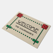 Kunst en ambachten stijl gepersonaliseerd welkom deurmat (Schuin)