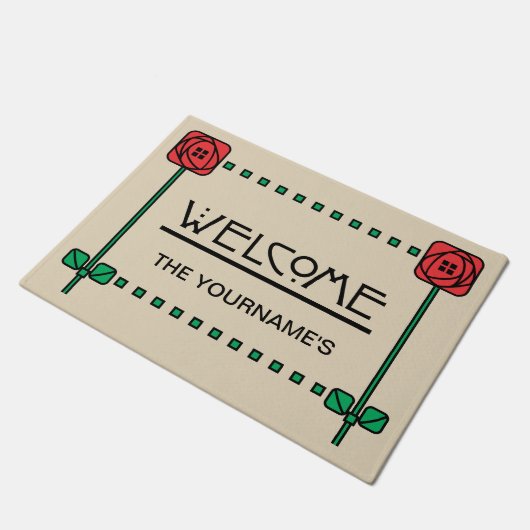 Kunst en ambachten stijl gepersonaliseerd welkom deurmat (Schuin)