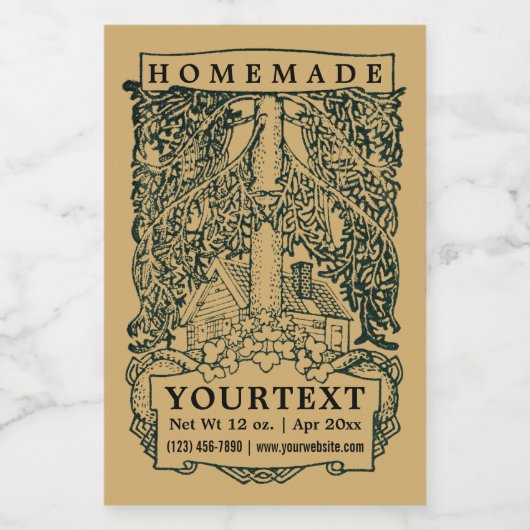  kunst en ambachten stijl zelfgemaakt voedselcontainer etiket (Enkel label)
