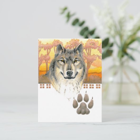 Kunst en ambachten Wolf Briefkaart (Staand voorkant)