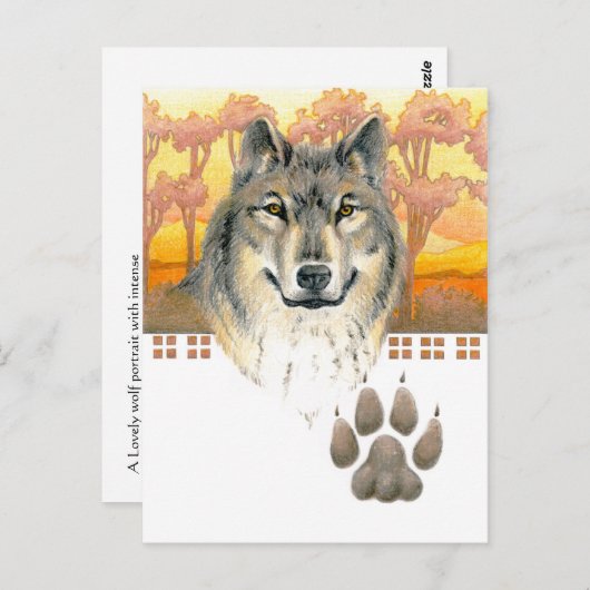 Kunst en ambachten Wolf Briefkaart (Voorkant / Achterkant)