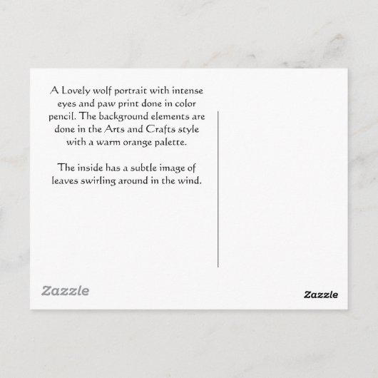 Kunst en ambachten Wolf Briefkaart (Achterkant)