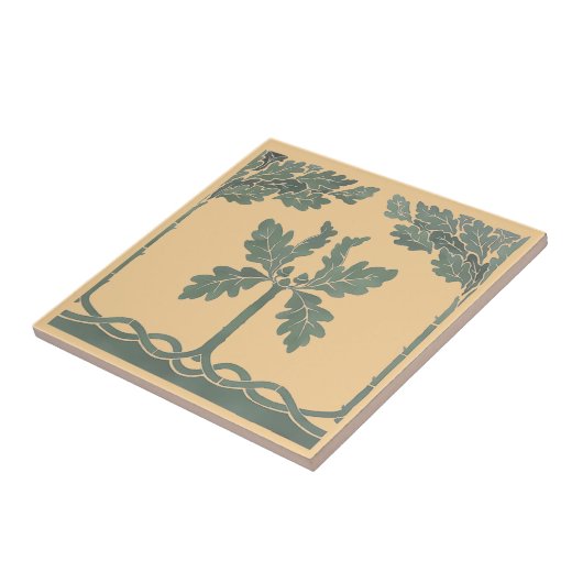 Kunst en ambachtslieden, ambachtsman, eikenhouwer tegeltje (Zijkant)