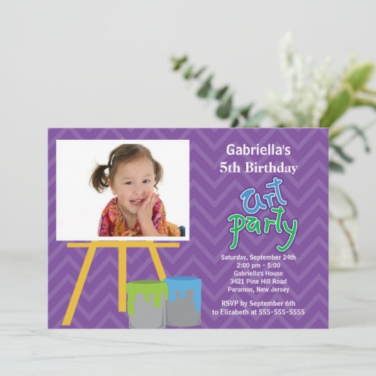 Kunst en ambachtslieden Kinder Verf Foto van Birth Kaart (Staand voorkant)