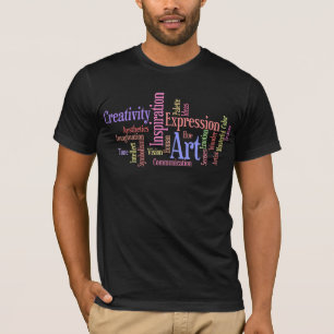 Kunst en creativiteit geïnspireerde Word Cloud va T-shirt