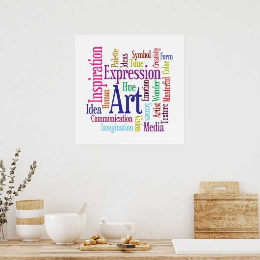 Kunst en Creativiteitskunst Word Cloud Inspiratie  Poster (Keuken)