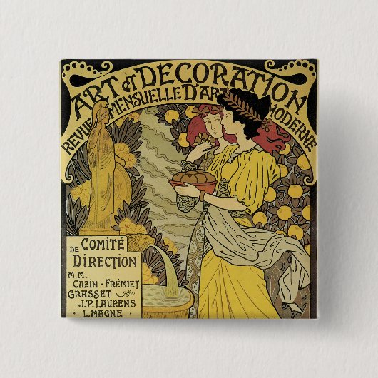 Kunst en decoratie vierkante button 5,1 cm (Voorkant)