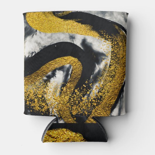 Kunst en goud: Black Stroke Blikjeskoeler (Voorkant)