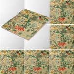 Kunst- en kraamvogels en bloemen Patroon van Voyse Tegeltje<br><div class="desc">Dit is een digitaal verbeterde afdruk van een antiek c. 1925 Vogels en bloemen door kunstenaar Charles Francis Annesley Voysey. U kunt de achtergrondkleur aanpassen.</div>