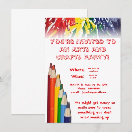 Kunst- en kunstpartij kaart (Voorkant / Achterkant)