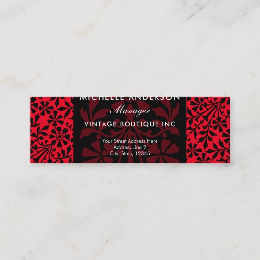 Kunst en kunstwerken rood en zwart mini visitekaartje (Voorkant)