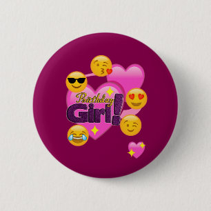 Kunst en meiden van Emojis Birthday Ronde Button 5,7 Cm