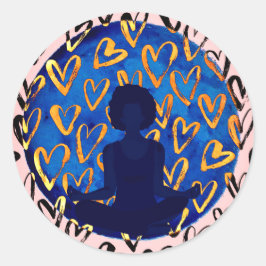 Kunst en vrouw in Yoga Pose Ronde Sticker