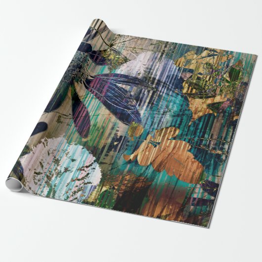 kunst en waterverf najaar kleurrijke achtergrond cadeaupapier (Uitgerold)