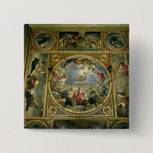 Kunst en wetenschappen, 1636 vierkante button 5,1 cm (Voorkant)