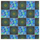 Kunst en Wiskunde, blauw Stof (Swatch)