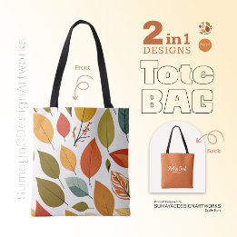 Kunst en Ziel Sinaasappel Bladeren 2 in 1 Canvas t Tote Bag