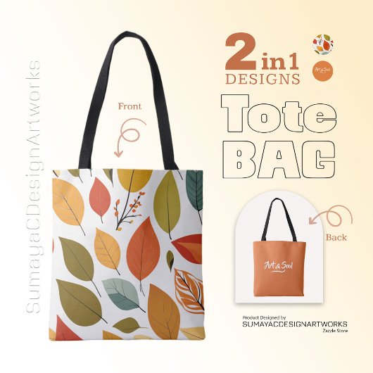 Kunst en Ziel Sinaasappel Bladeren 2 in 1 Canvas t Tote Bag