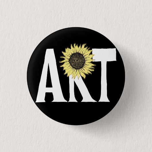 Kunst en zonnebloemen Button (Voorkant)