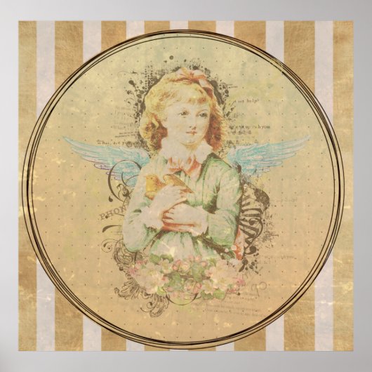 kunst , engelmeisje met vogel door liefde te gene poster (Voorkant)